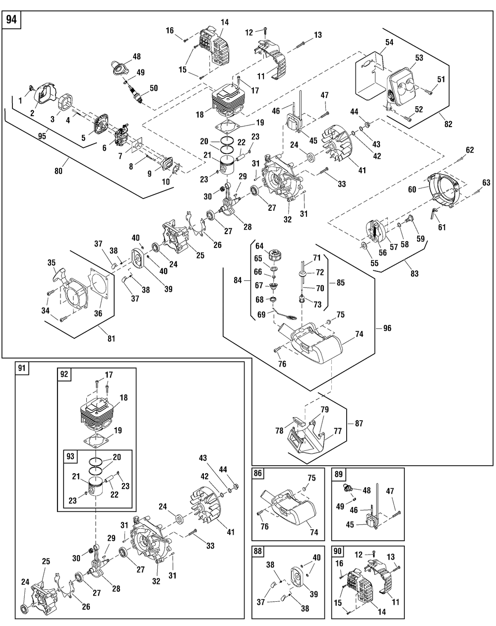 Engine Group - Sp33w (702078) Diagram and Parts List for 866014-SP33W 2010 Briggs and Stratton Brush Cutter